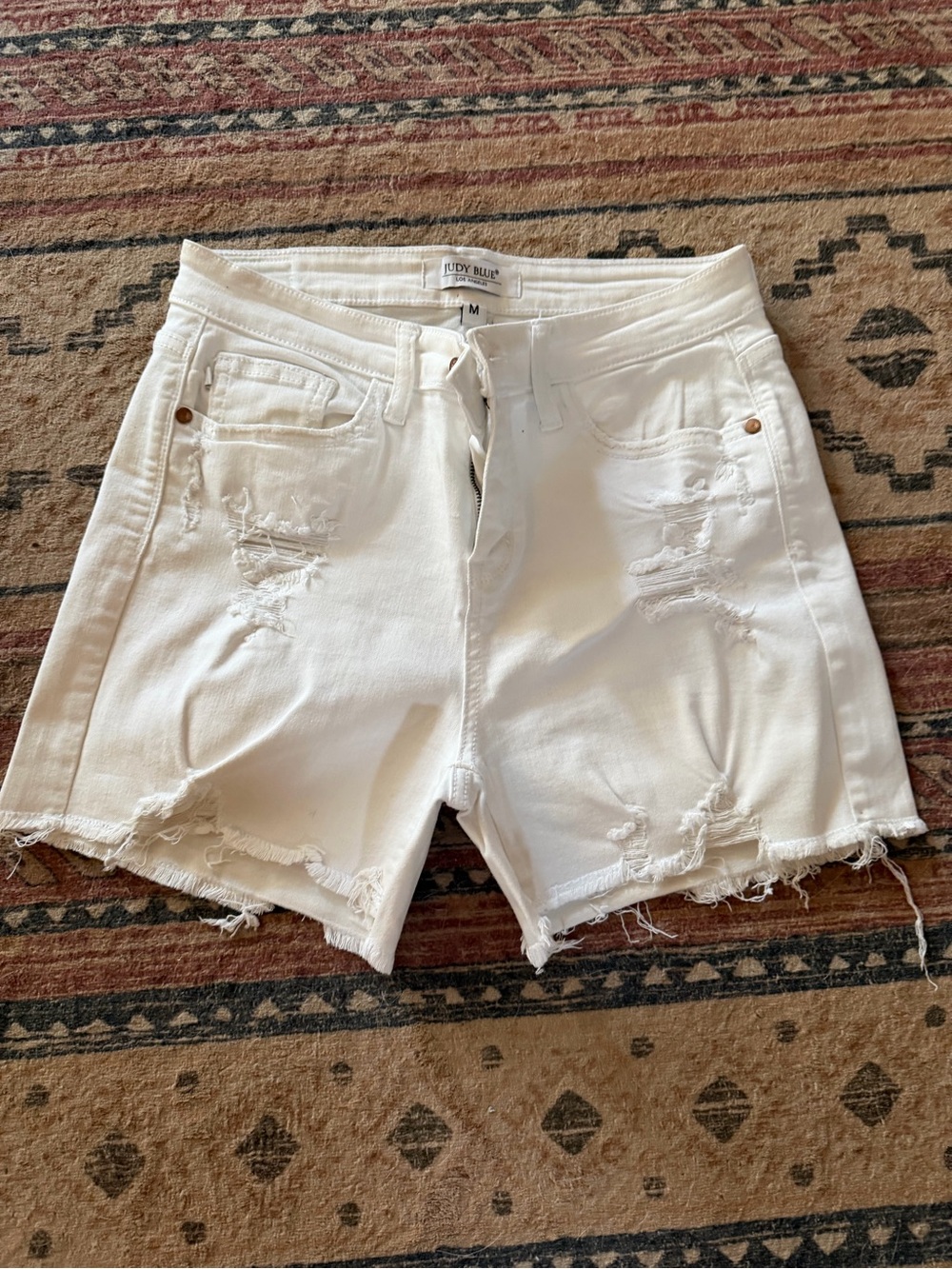 Judy Blue White Distressed Frayed Hem Jean Shorts